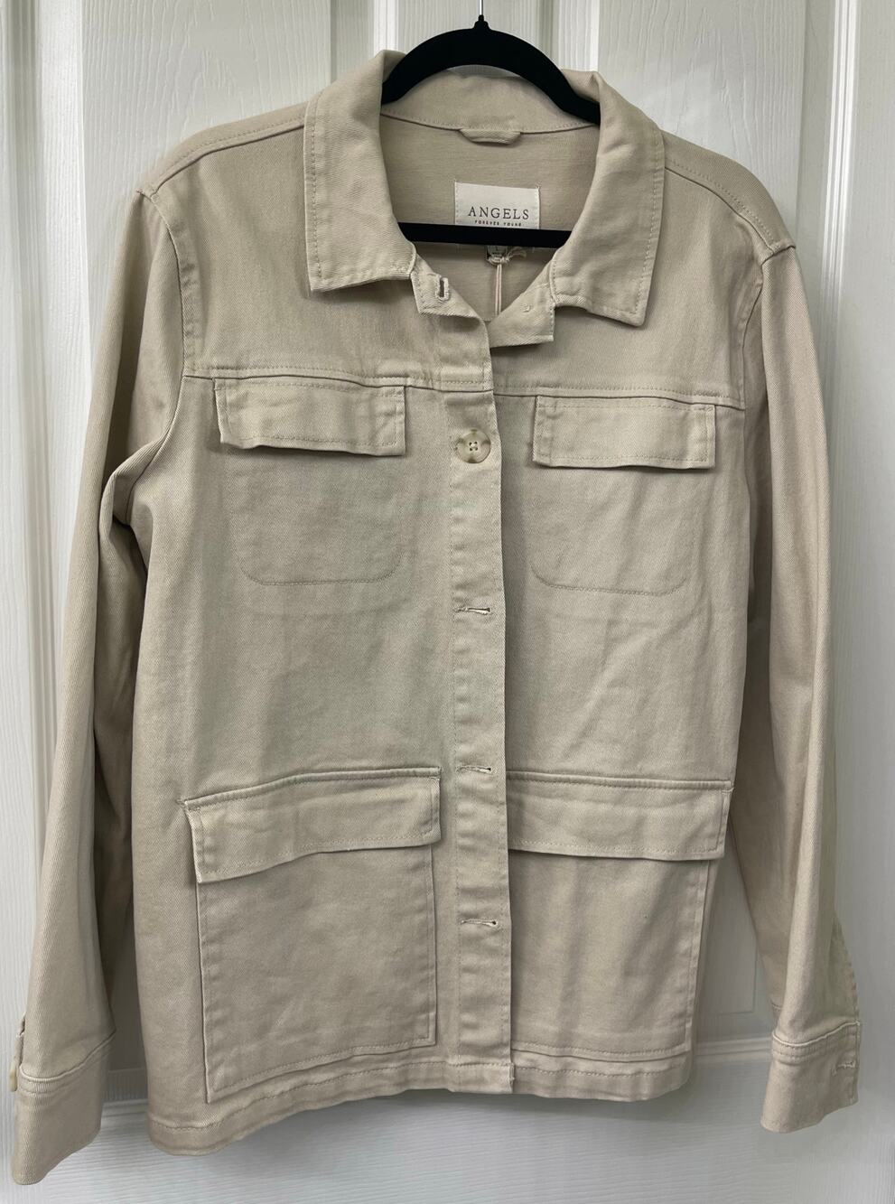 Angels Forever Young large NWT shacket light brown taupe beige long sleeve shirt